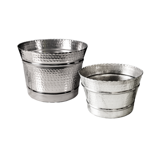 Silver Hammered Planters
