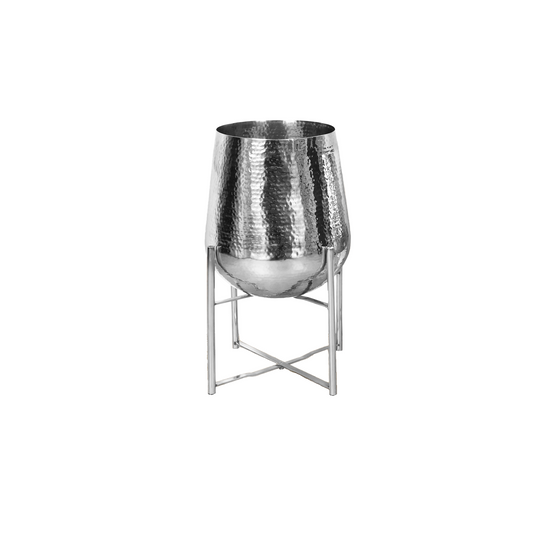 Silver Metal Planter & Stand