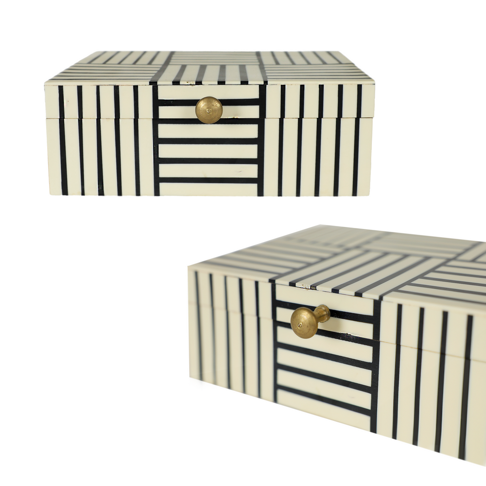 Black & White Striped Resin Box - Blemished