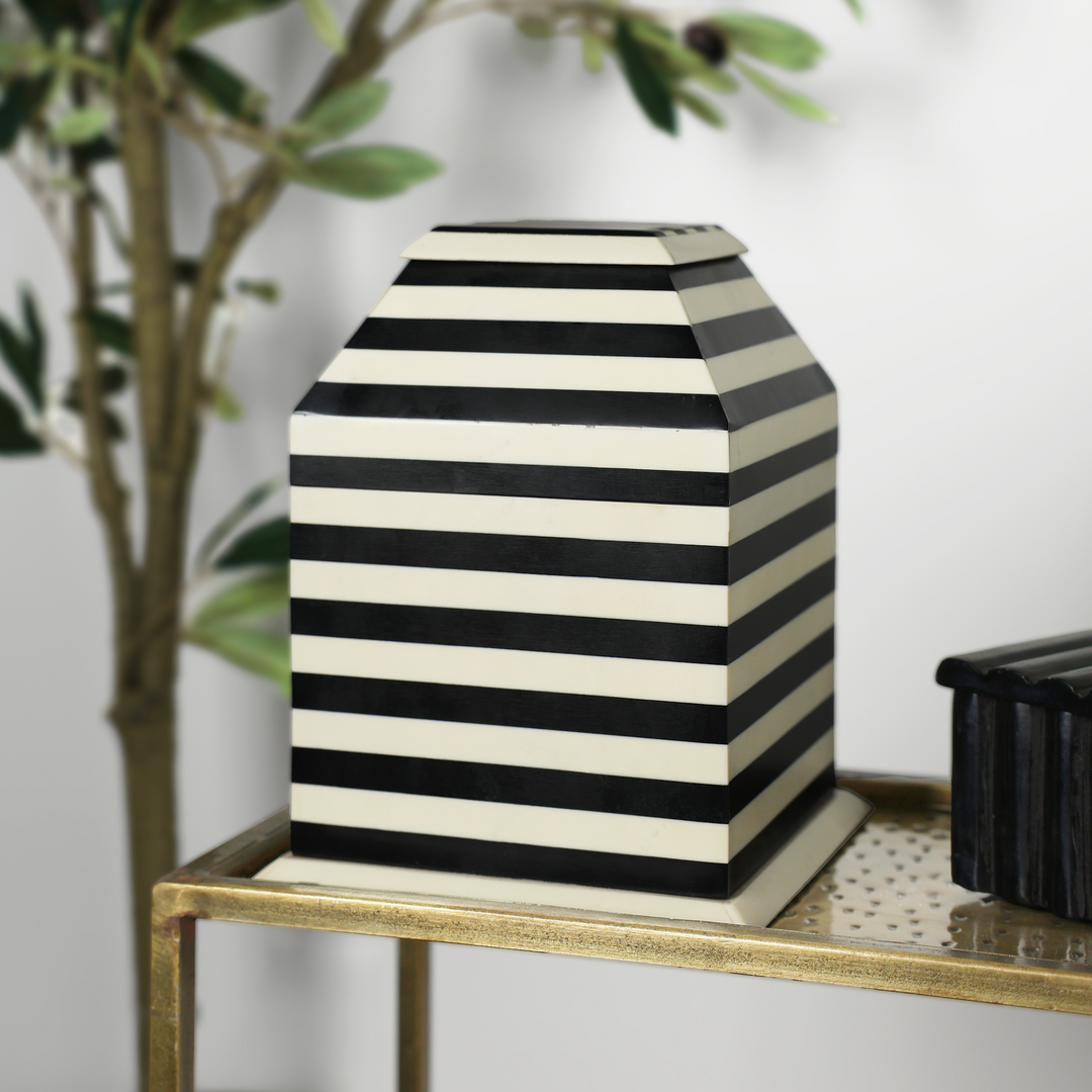 Black & Cream Striped Box