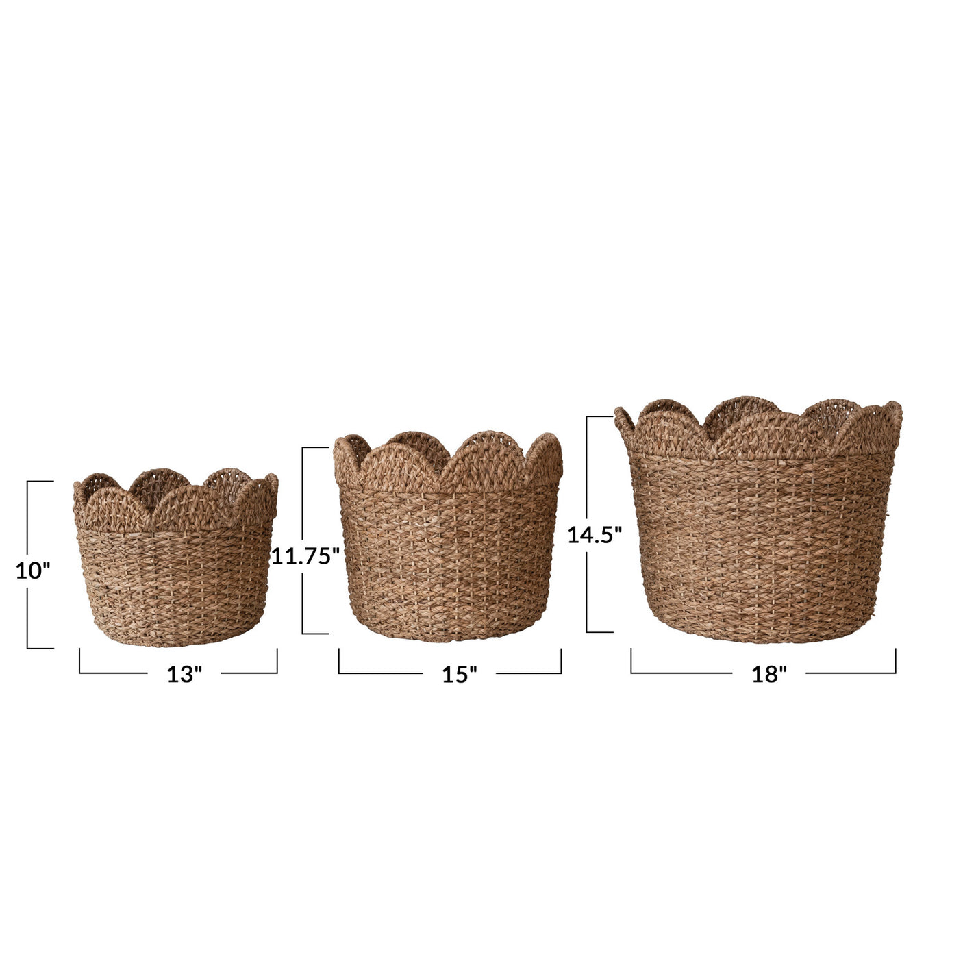 Braided Baskets w/ Scalloped Edges