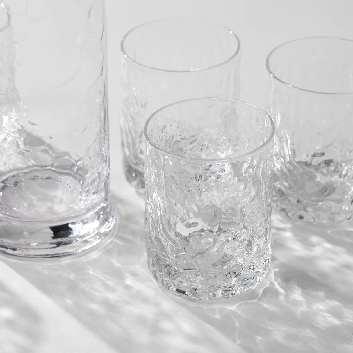 Hammered Drinking Glass Set & Carafe