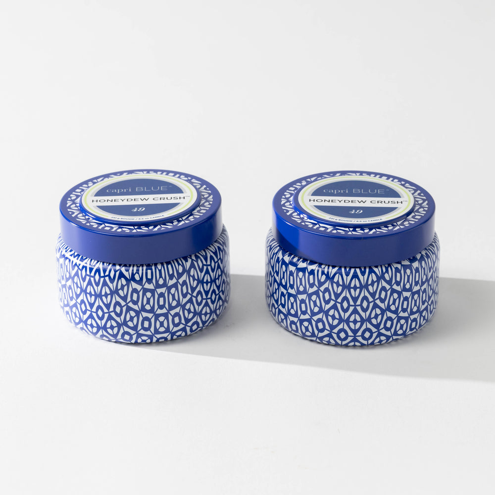 Honeydew Crush Blue Tin Candle Set
