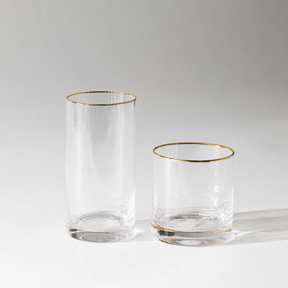 Optic Drinking Glass Sets w/ Gold Rim