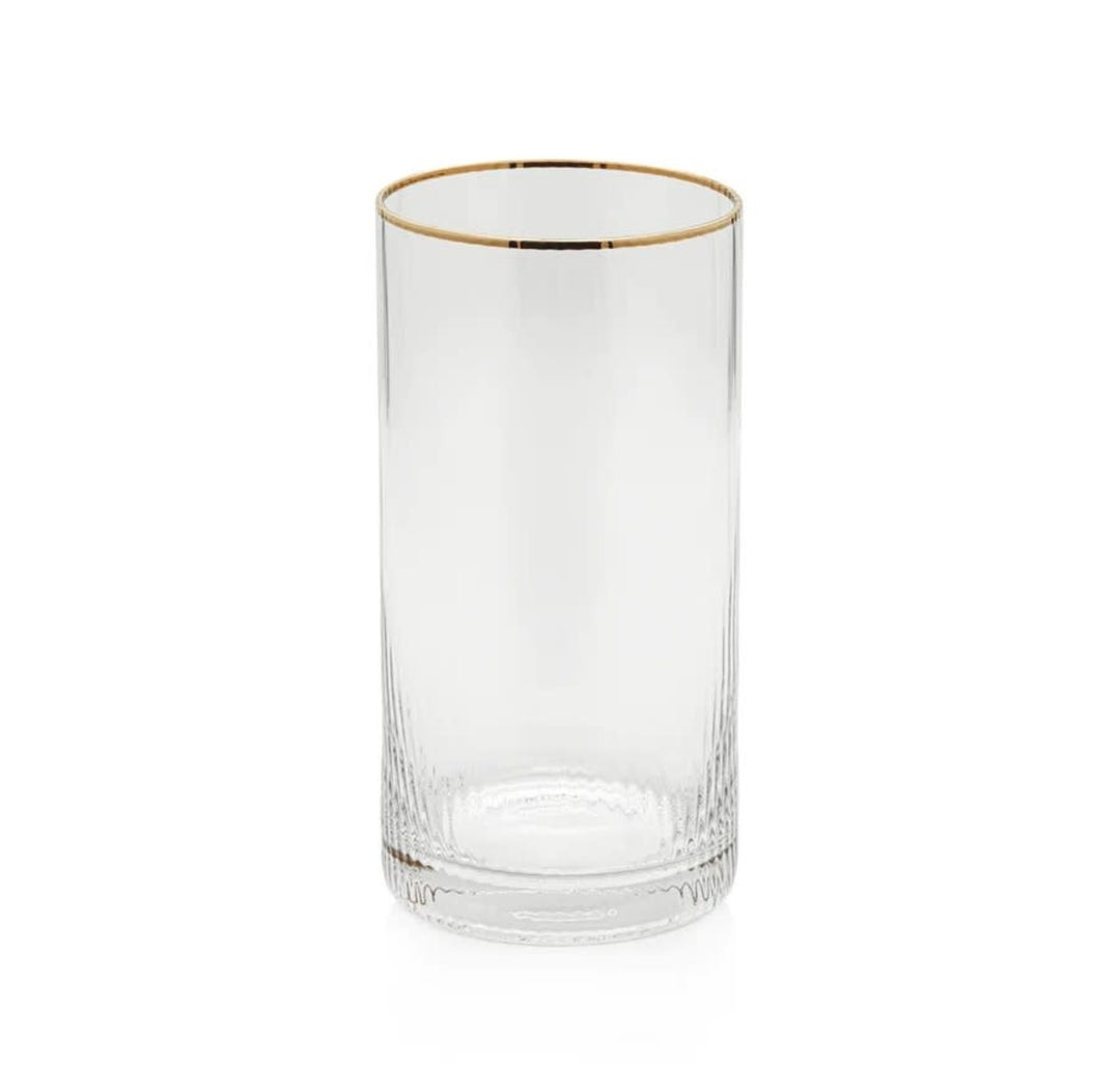 Optic Drinking Glass Sets w/ Gold Rim