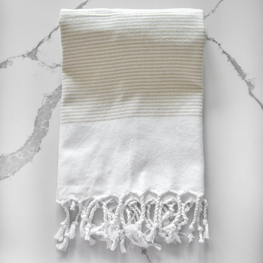 Beige Striped Turkish Towel