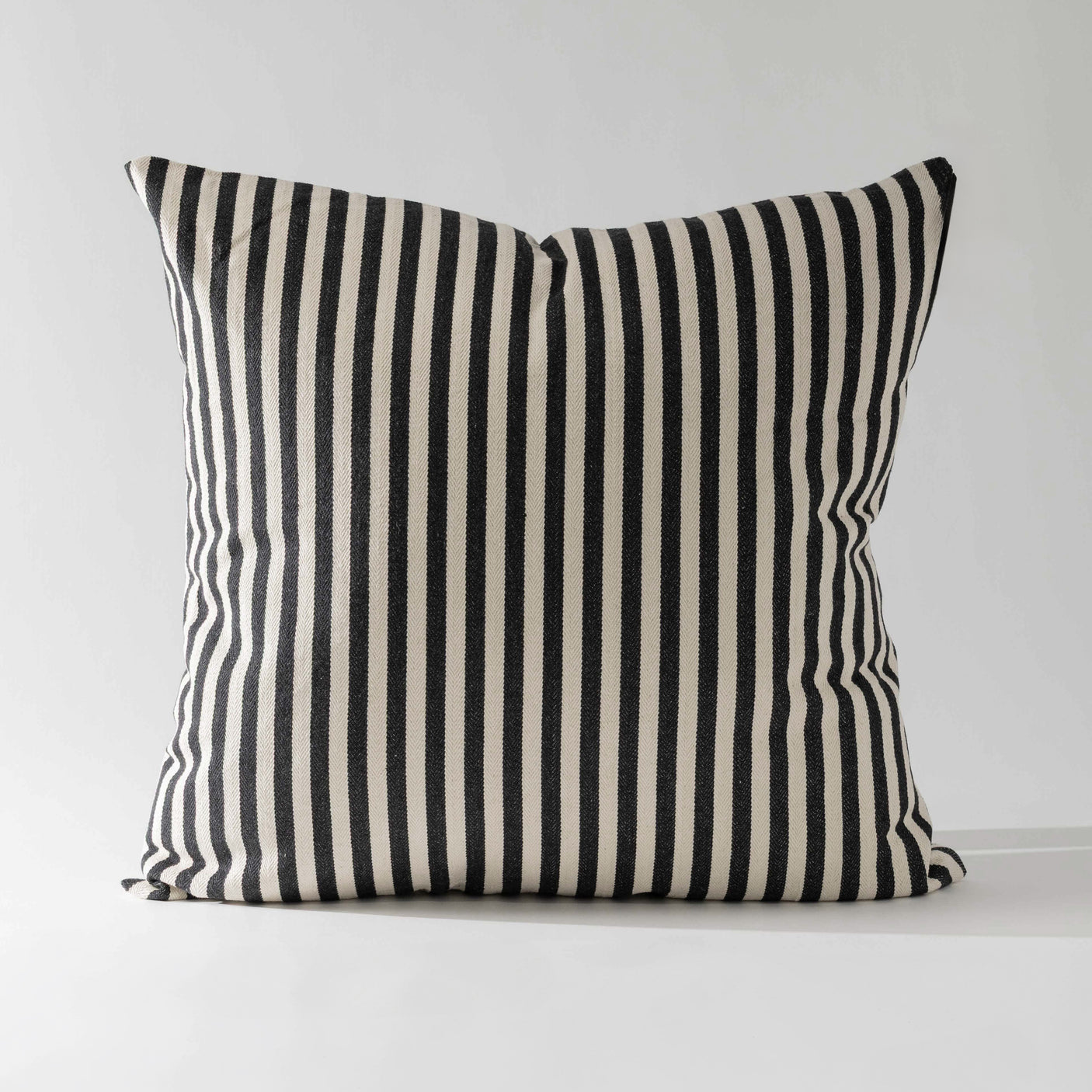 26" Black & White Woven Striped Pillow
