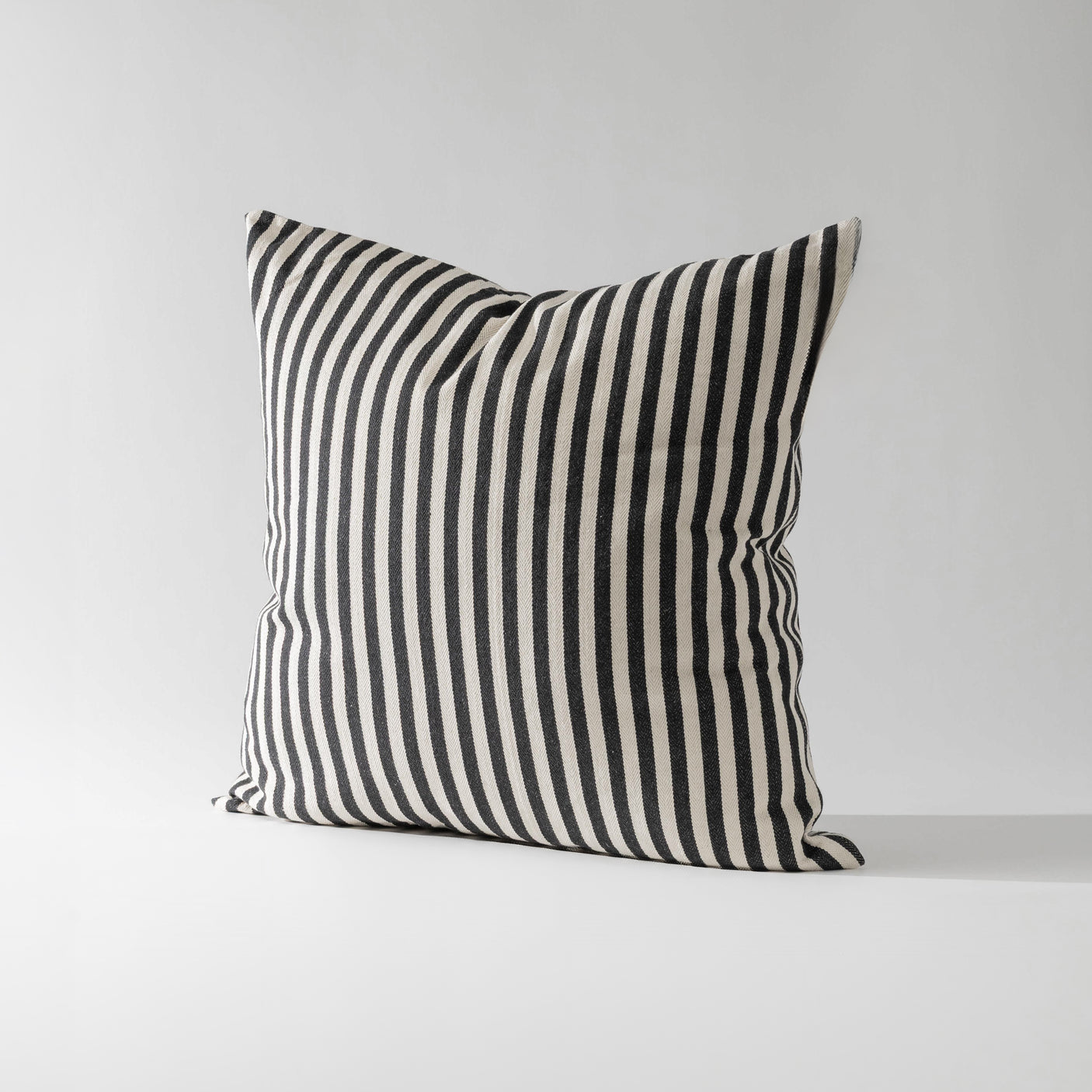 26" Black & White Woven Striped Pillow