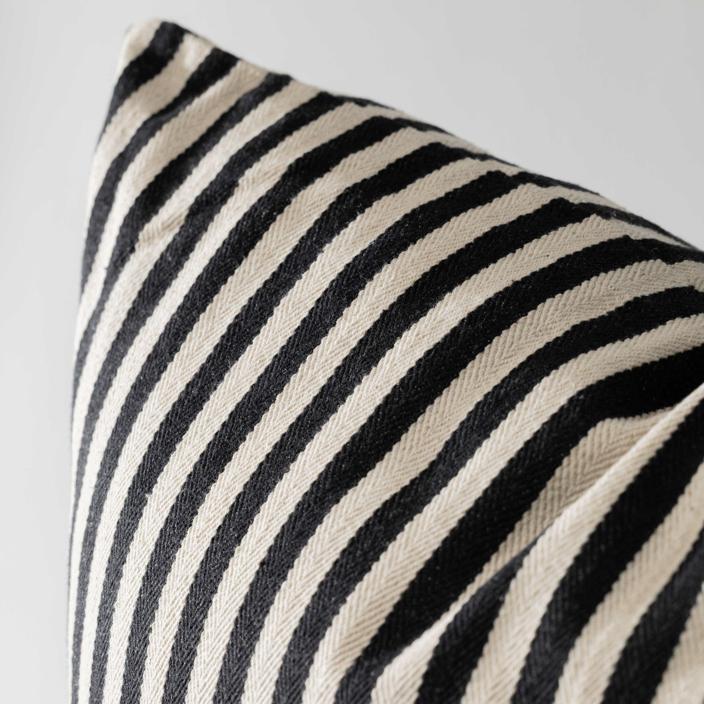 26" Black & White Woven Striped Pillow
