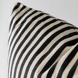 26" Black & White Woven Striped Pillow