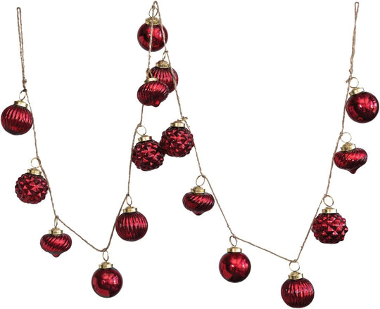 Red Mercury Glass Ornament Garland