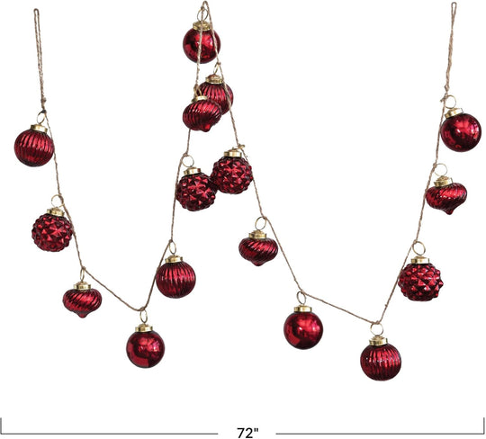 Red Mercury Glass Ornament Garland