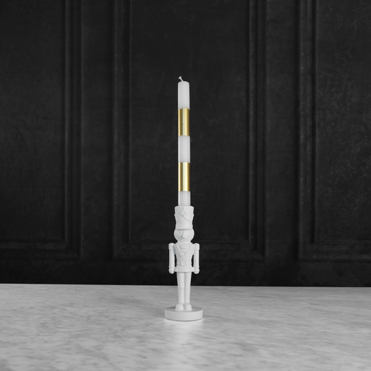 White Nutcracker Taper Holders