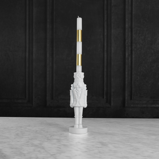 White Nutcracker Taper Holders