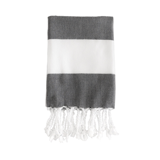 Black & White Turkish Towel - Large Stripes