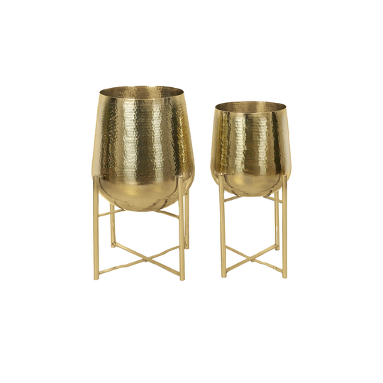 Gold Metal Planter & Stand