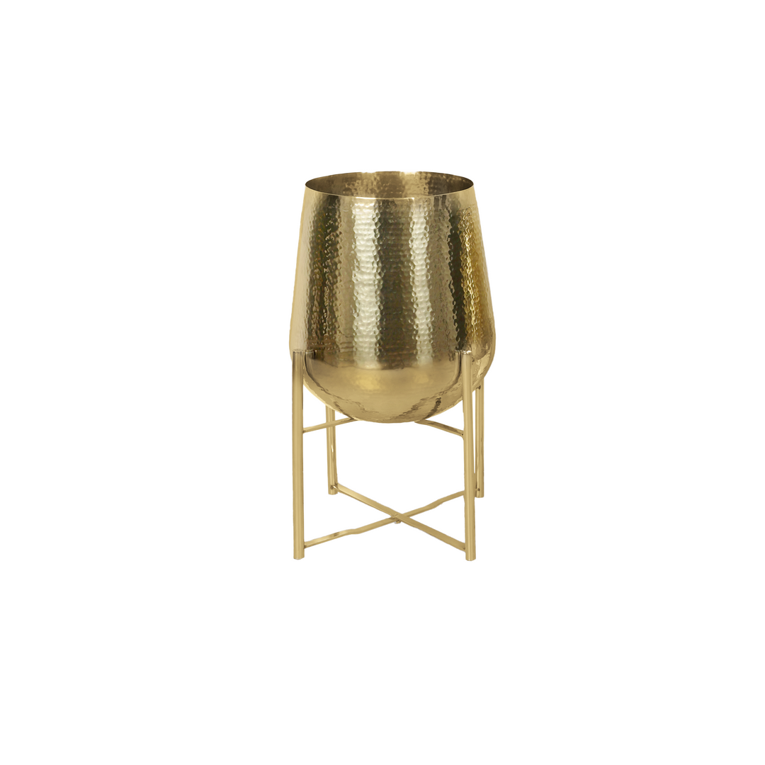 Gold Metal Planter & Stand