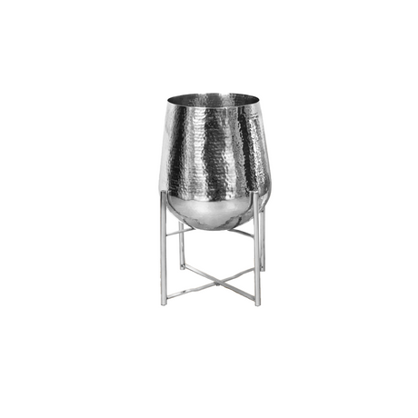 Silver Metal Planter & Stand