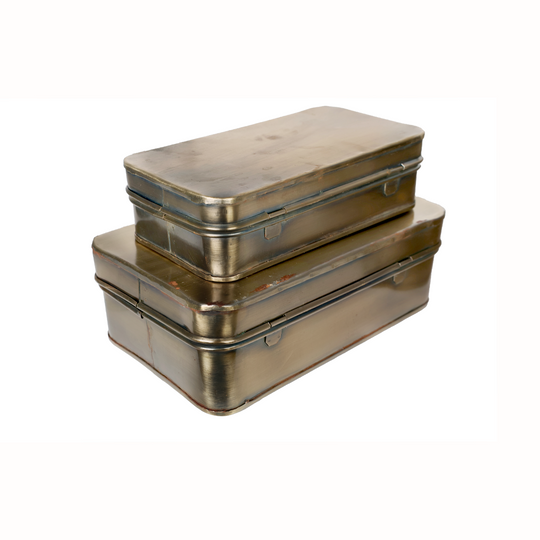 Antiqued Gold Metal Box Set