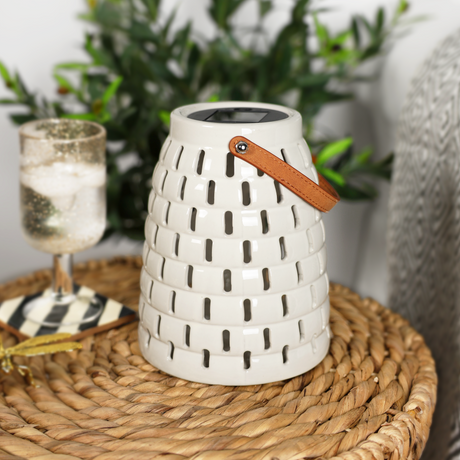 Stoneware Solar White Lantern