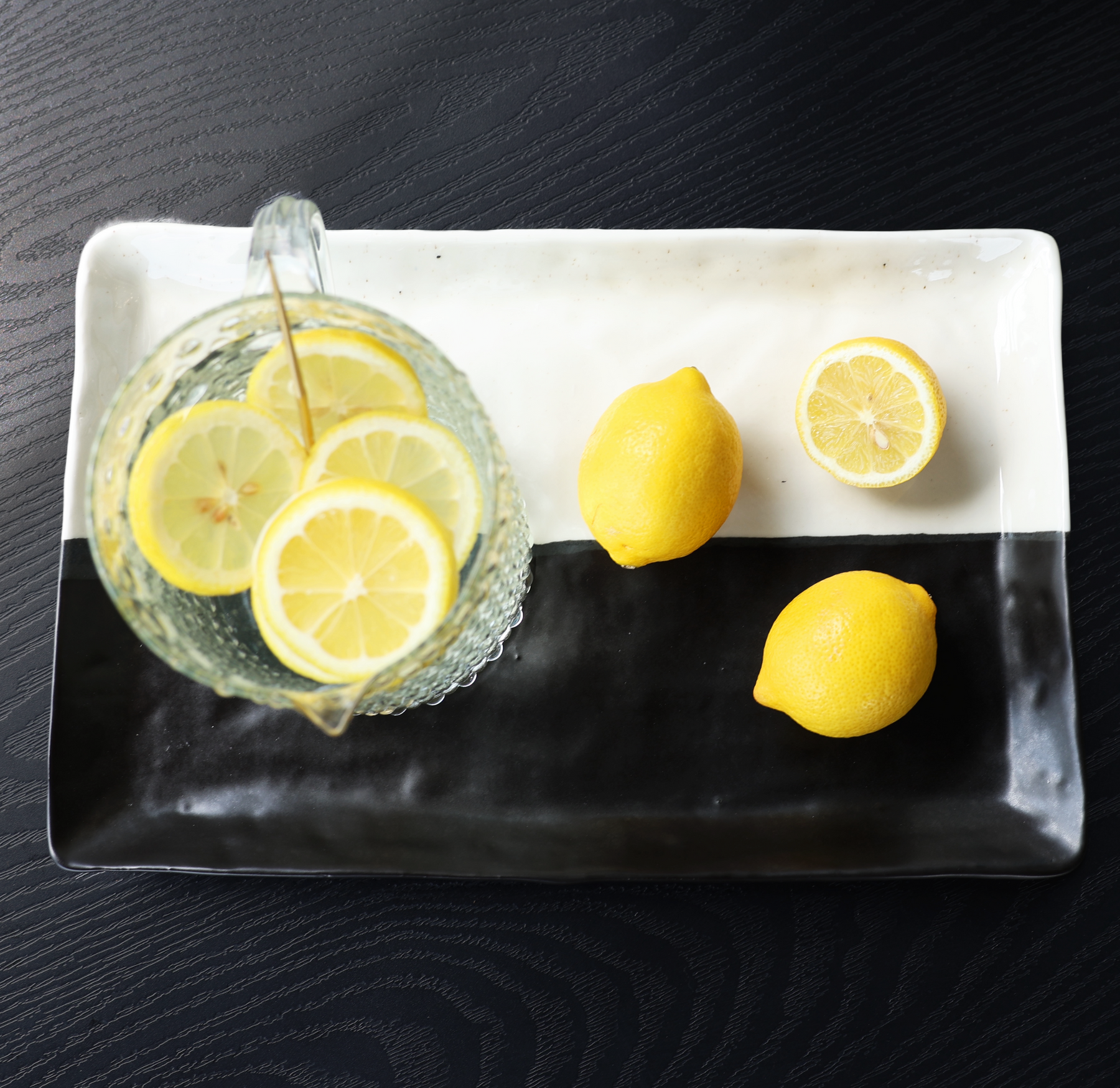 Black and white shop platter