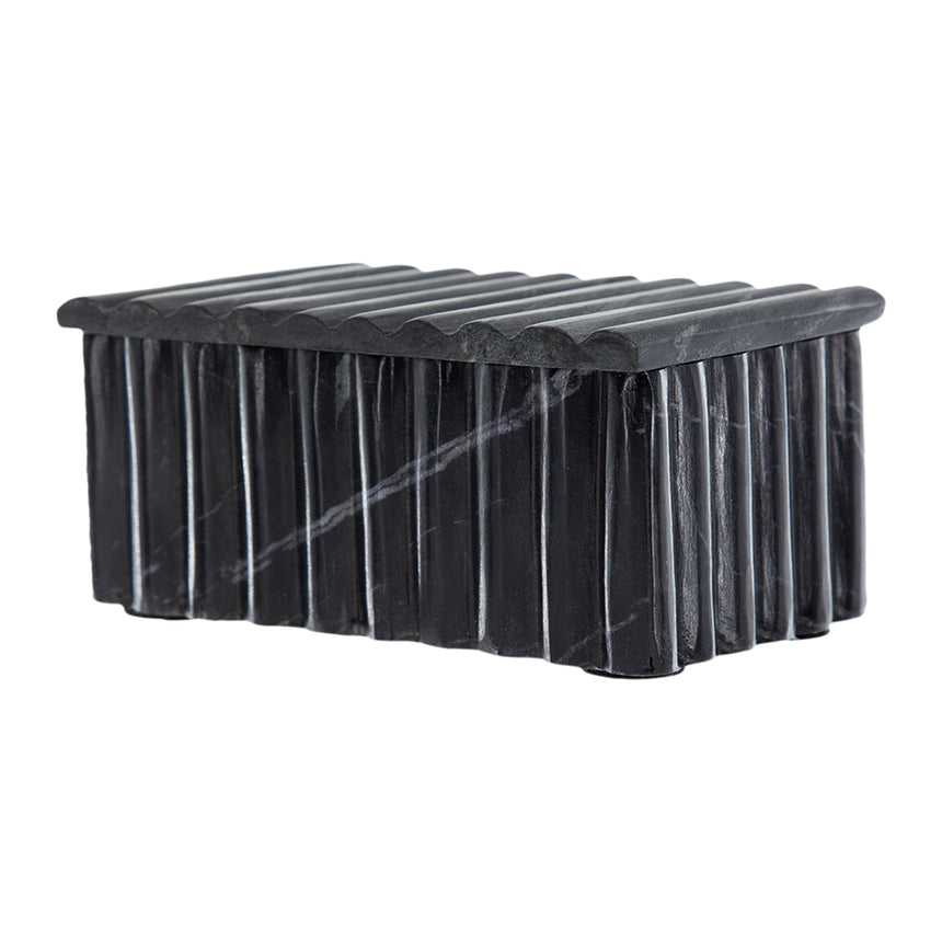 Reeded Black Marble Box