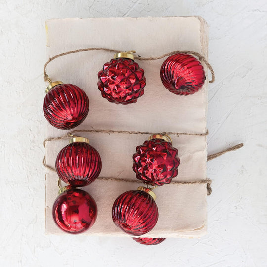 Red Mercury Glass Ornament Garland