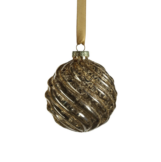 Antique Gold Swirl Ornament w/ Glitter