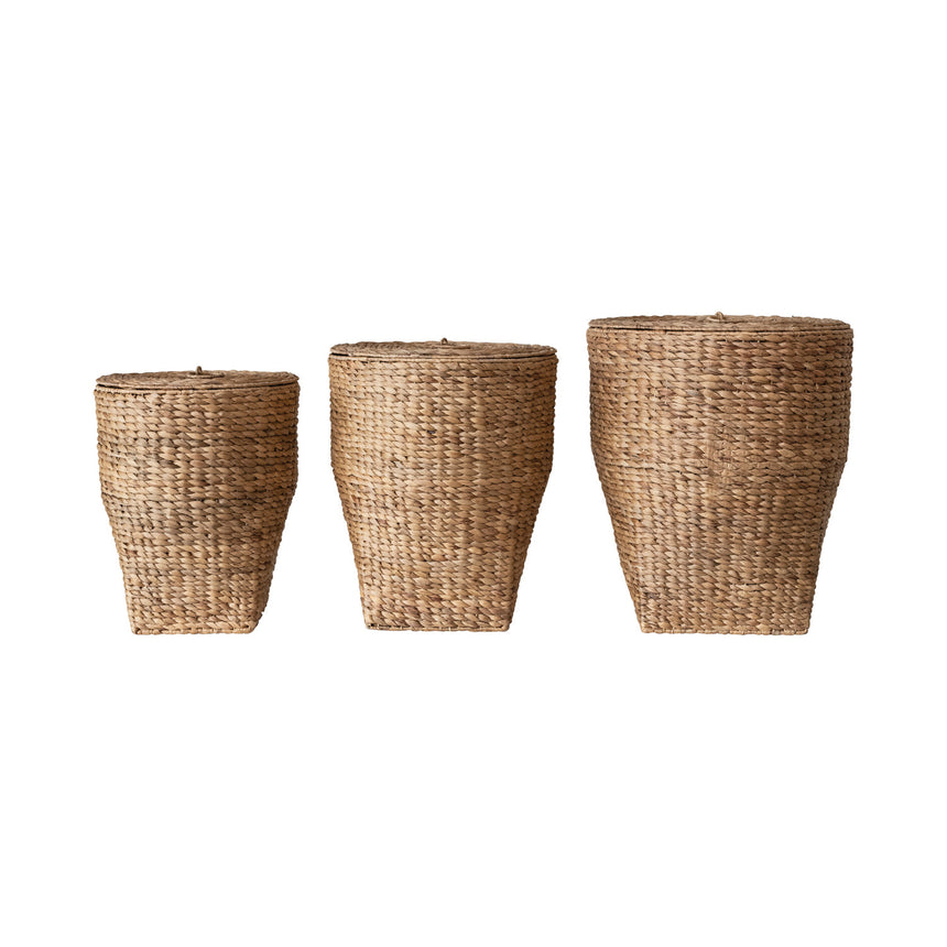 Hand-Woven Baskets w/ Lid