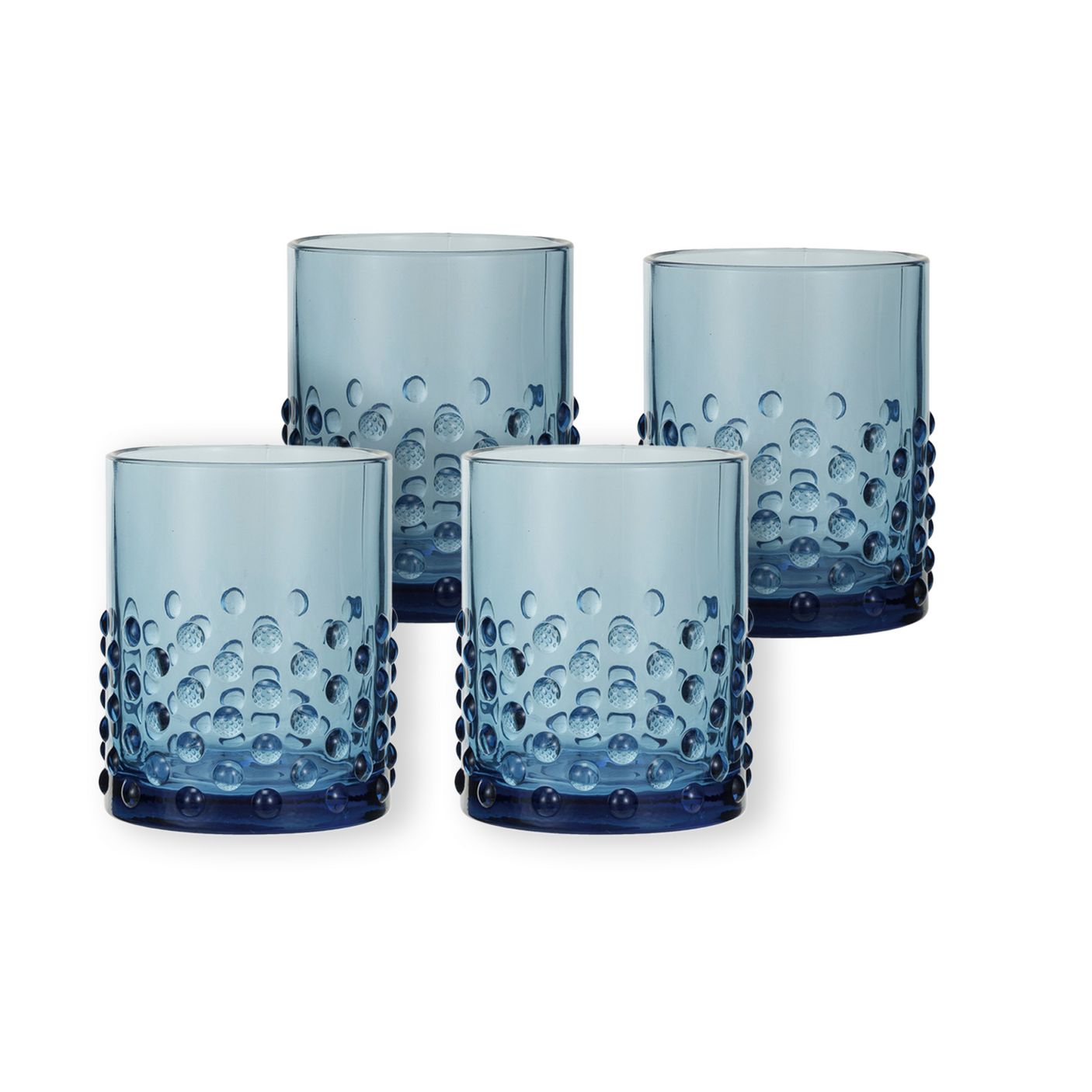 Blue Hobnail Drinking Glass Set