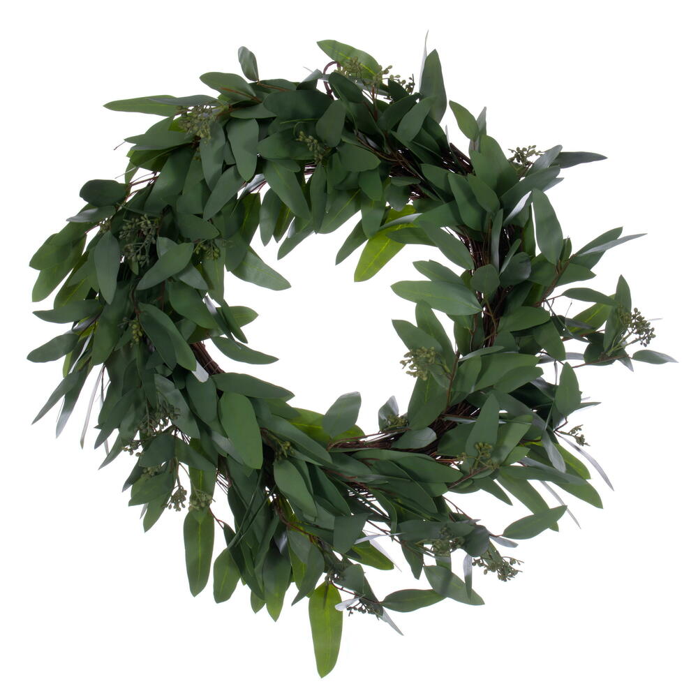 24" Green Seeded Willow Eucalyptus Wreath