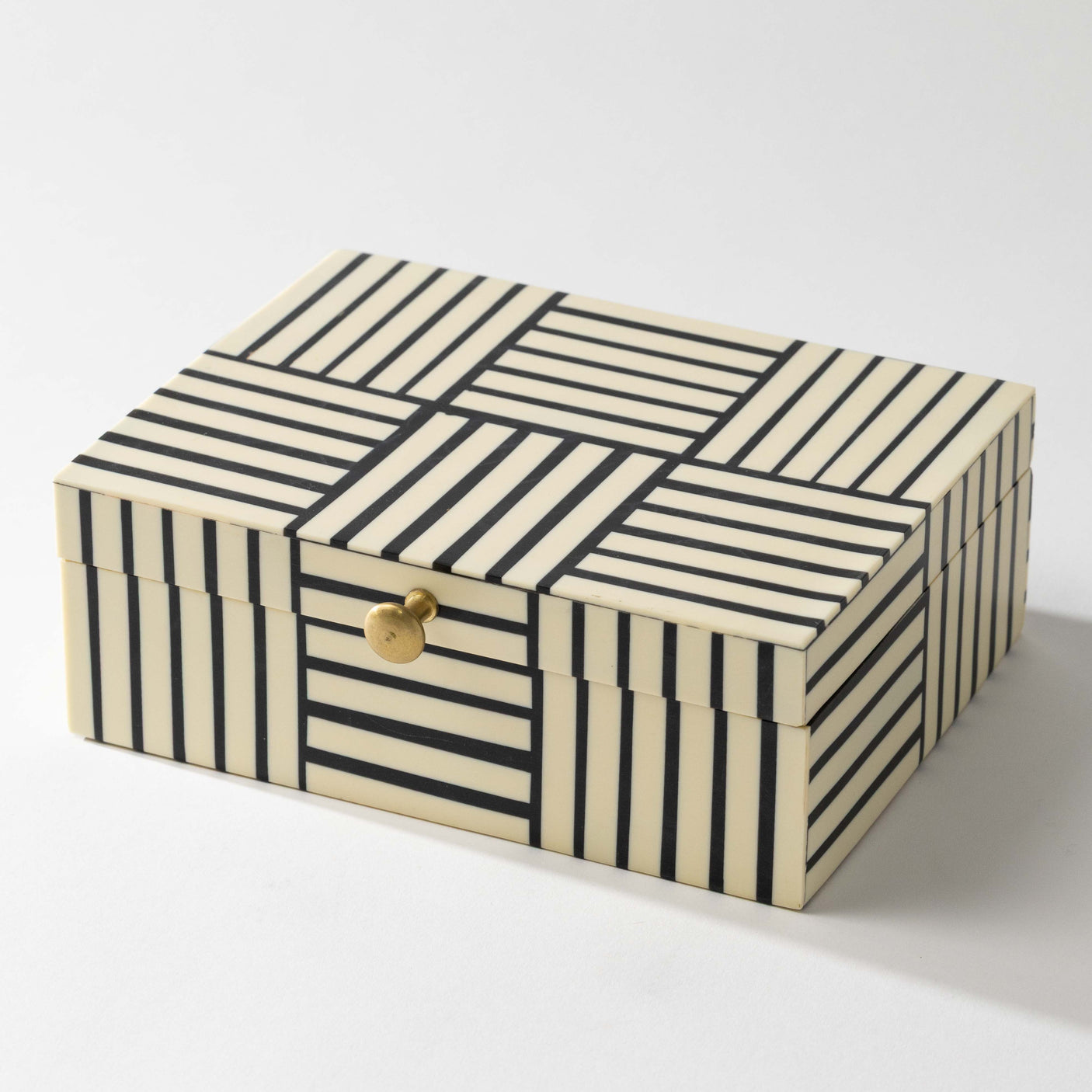 Black & White Striped Resin Box - Blemished
