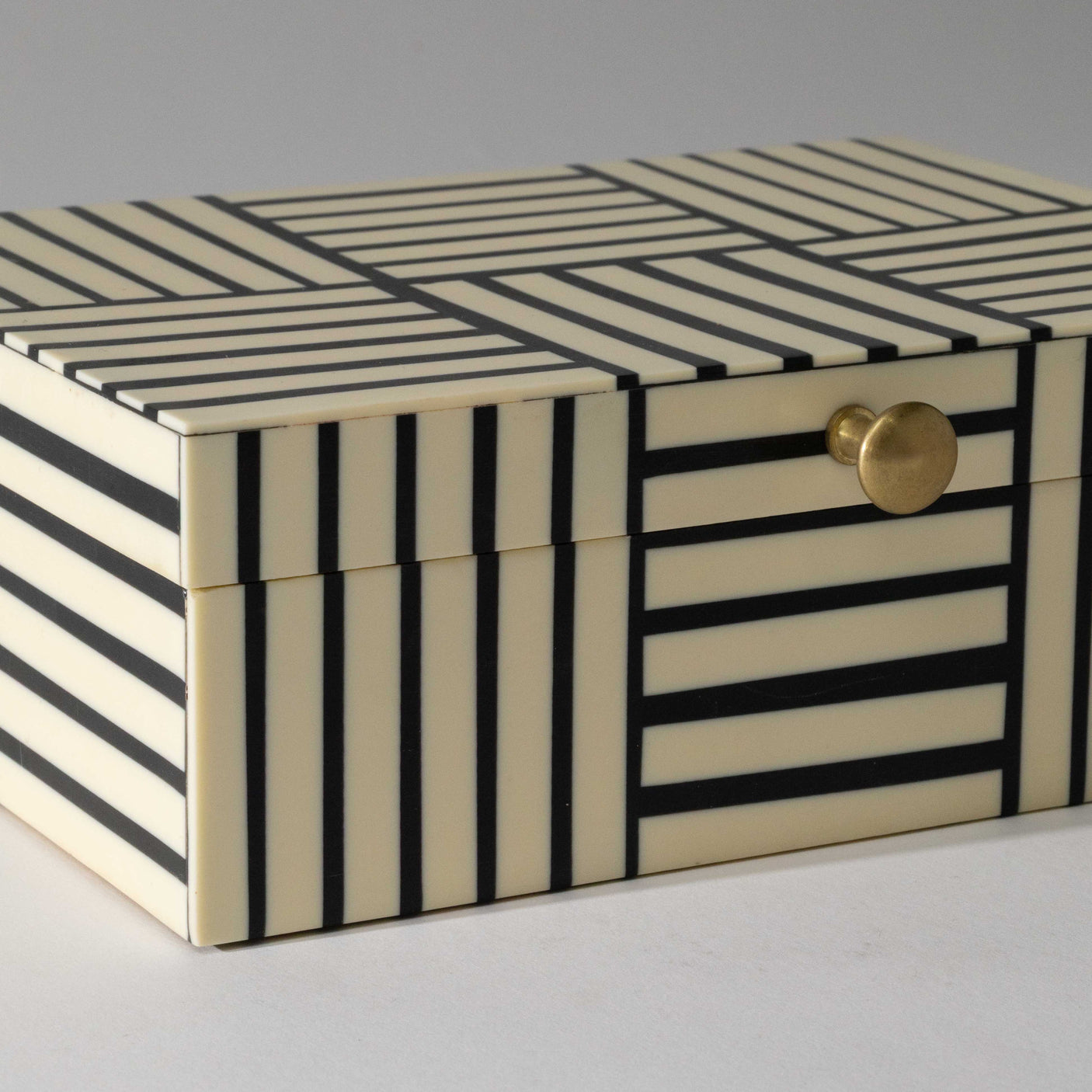 Black & White Striped Resin Box - Blemished