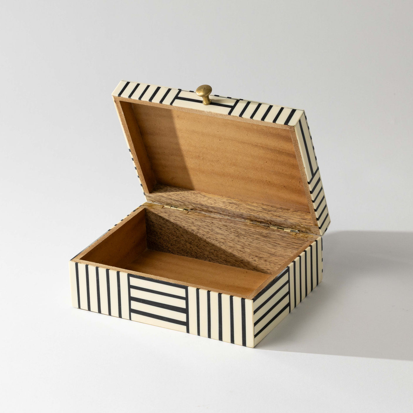 Black & White Striped Resin Box - Blemished