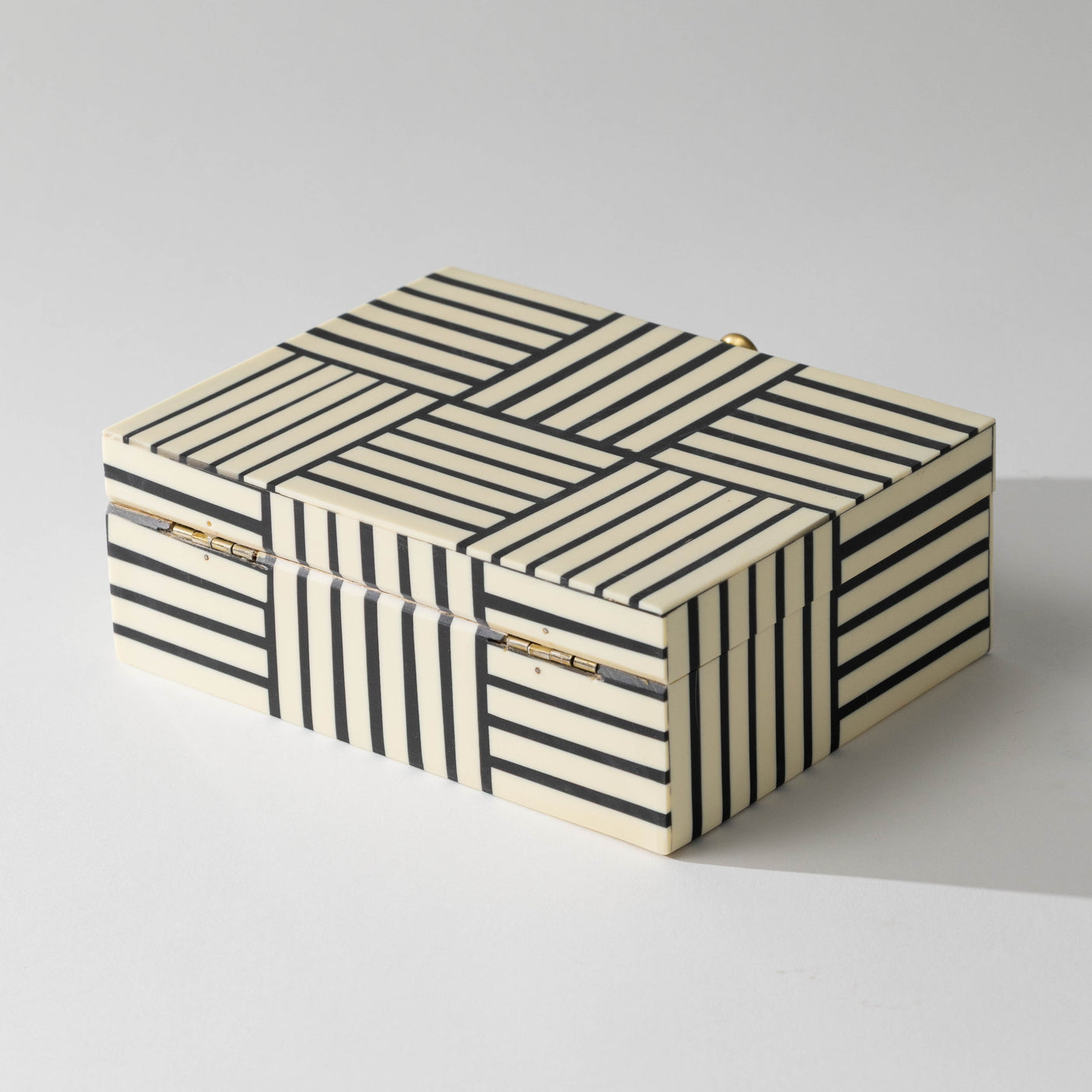 Black & White Striped Resin Box - Blemished