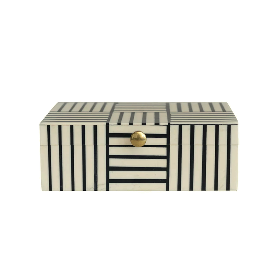 Black & White Striped Resin Box