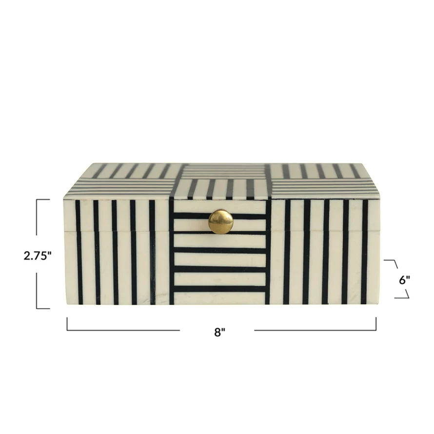 Black & White Striped Resin Box