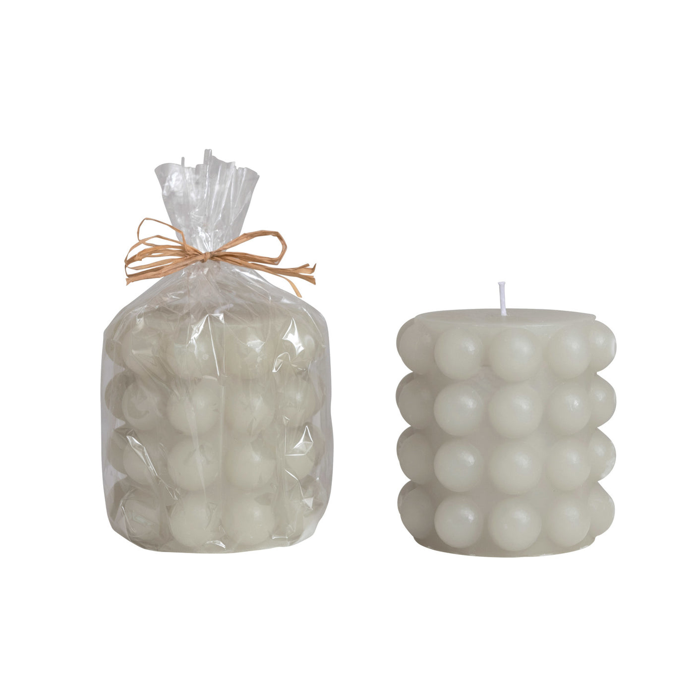 Grey Hobnail Pillar Candle