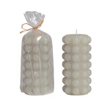 Grey Hobnail Pillar Candle