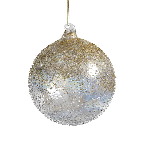 Gold & Iridescent Luster Beaded Ornament