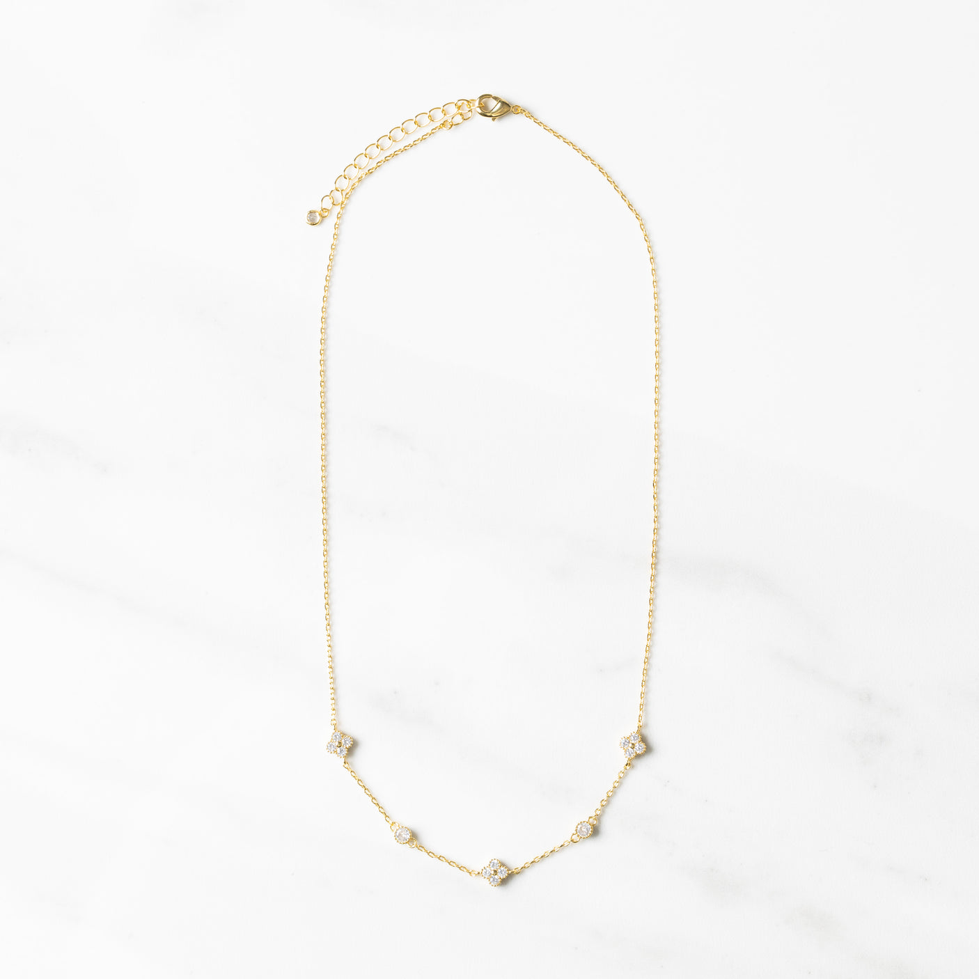 Clover & Bezel Station Necklace