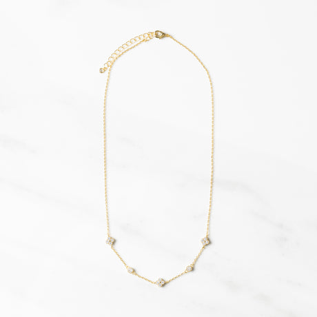 Clover & Bezel Station Necklace