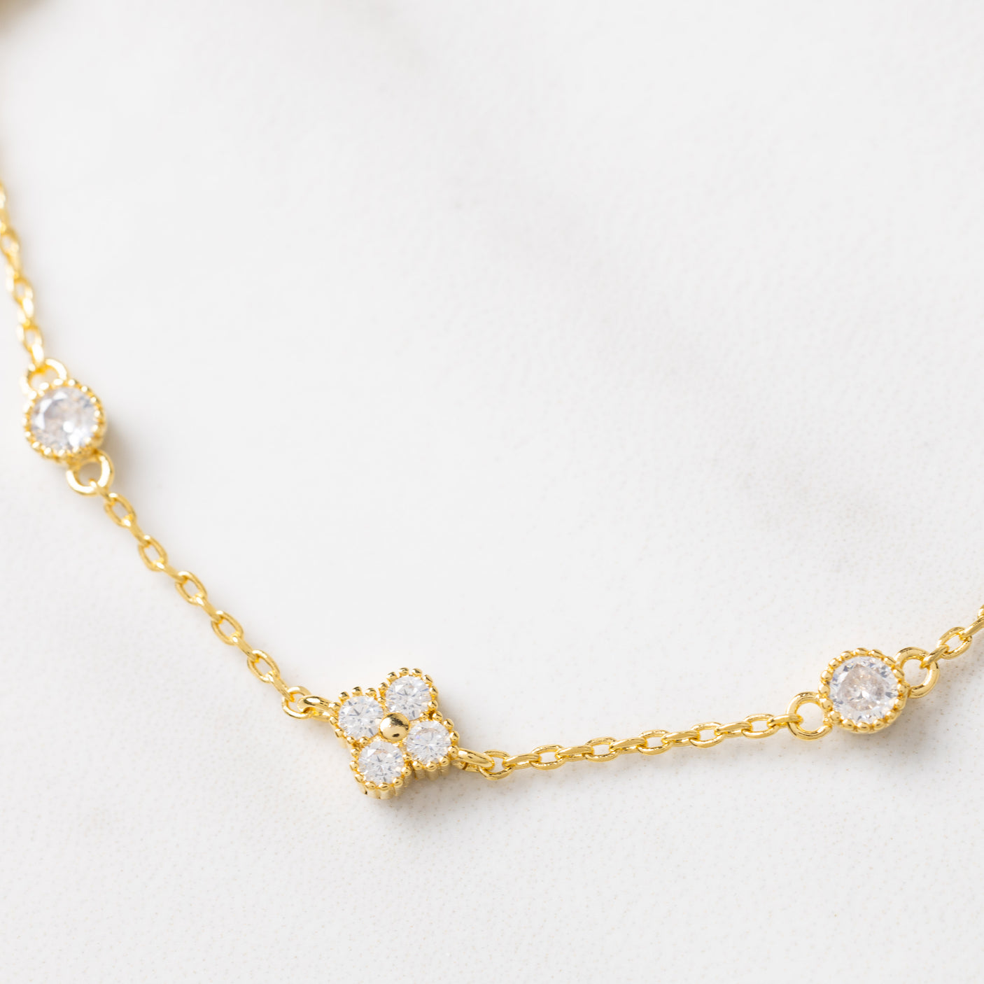 Clover & Bezel Station Necklace