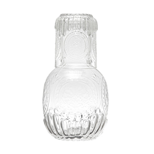 Embossed Glass Carafe & Glass