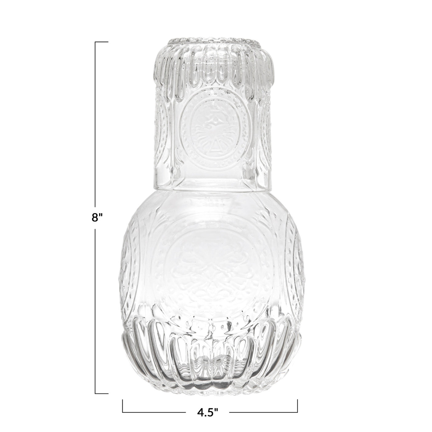 Embossed Glass Carafe & Glass