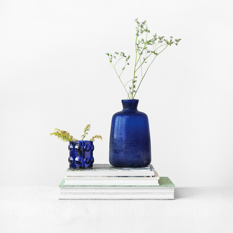 Blue Hobnail Votive Holder Set