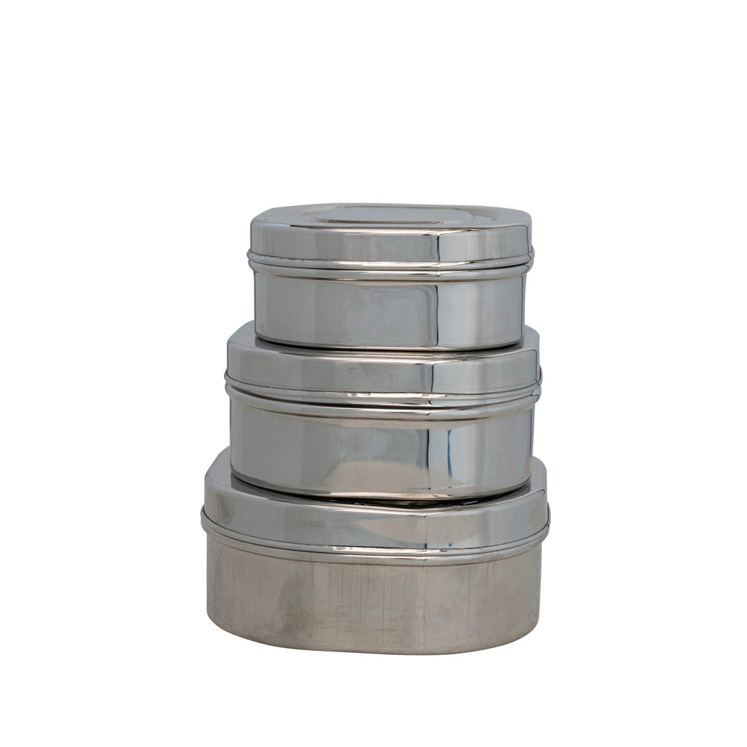 Squared Stainless Steel Containers Set