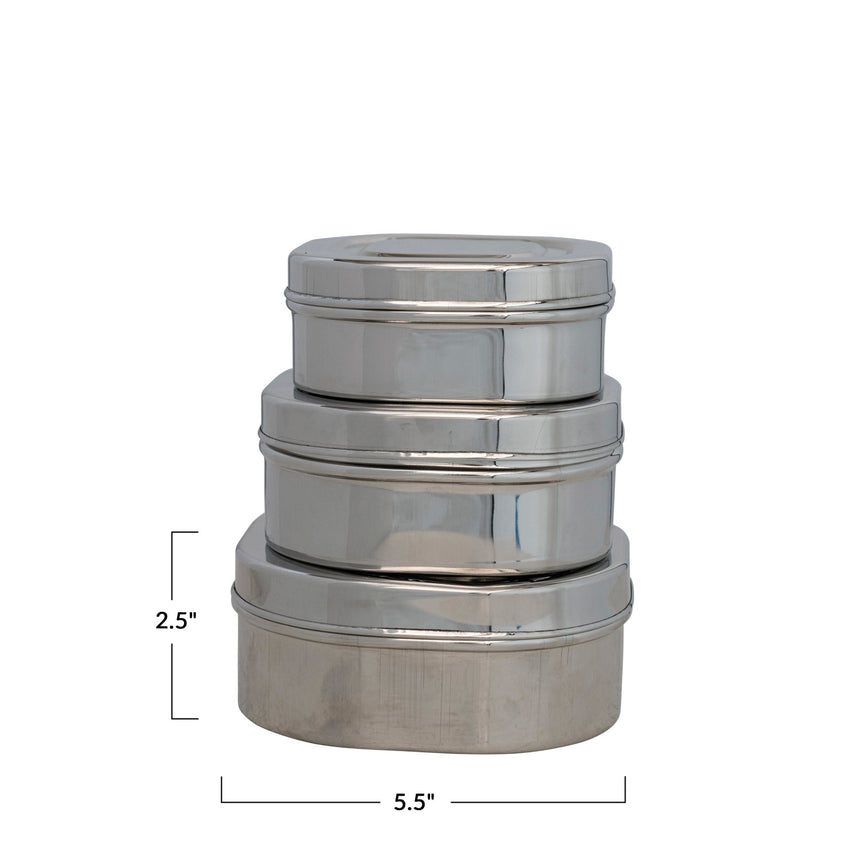 Squared Stainless Steel Containers Set