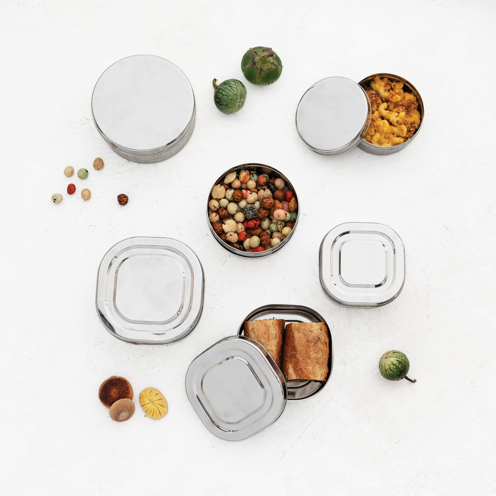 Squared Stainless Steel Containers Set