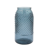 Blue Embossed Glass Vase